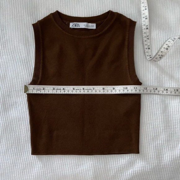 Women’s ZARA Knit Chocolate Brown Sleeveless crop Top size small - Picture 6 of 10